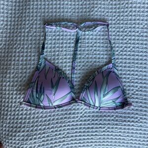 Victoria's Secret Lavender and Green Palm Print Bikini Top